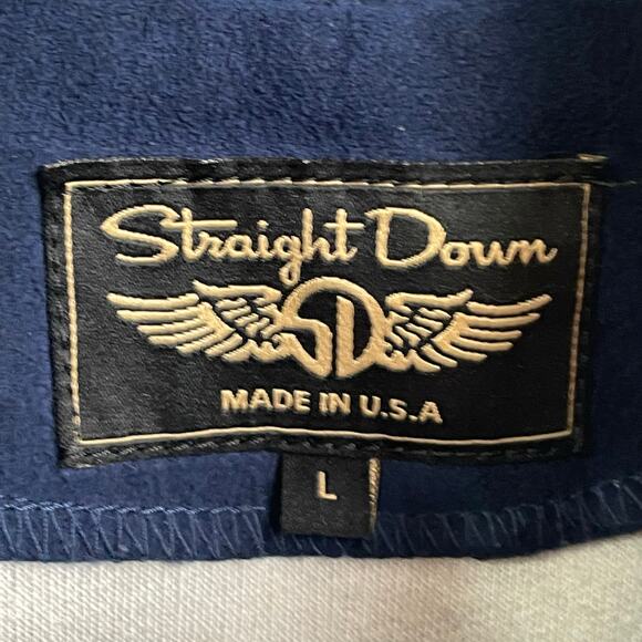 90s Vintage Straight Down L USA pullover sweater preppy gray embroidered - Picture 5 of 10